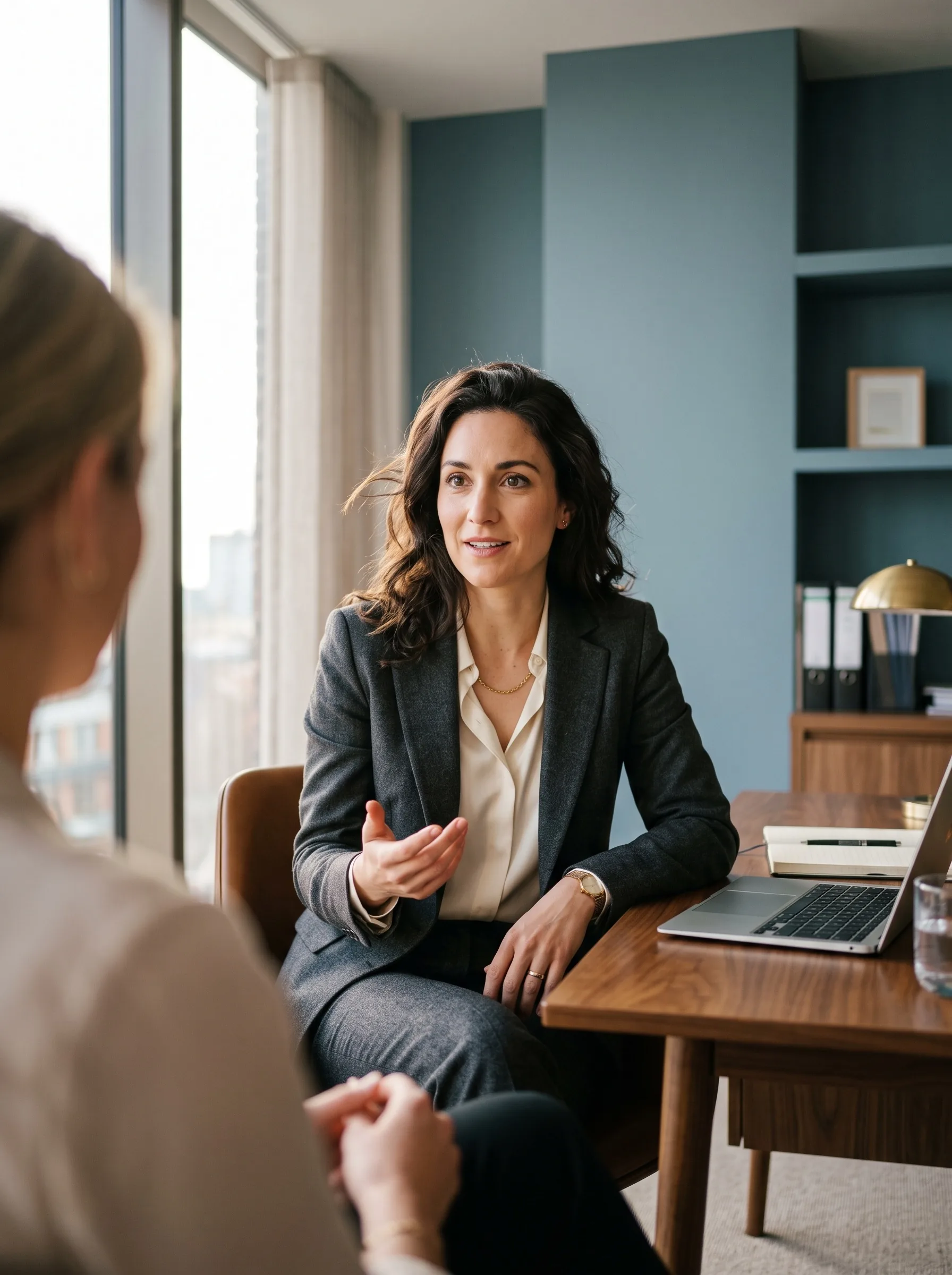 A Rosewood Law solicitor in conversation with a client